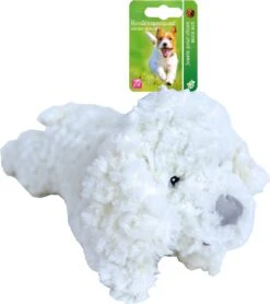 Hondenspeelgoed Pluche Hond Wit, 34 Cm Zonder Geluid.