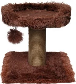 Topmast Krabpaal Fluffy Carasco – Bruin – 39 X 39 X 40 Cm – Made In EU – Krabpaal Voor Katten – Met Kattenmand – Sterk Sisal Touw