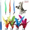 Kattenhengel – Set Van 8 – 1 Hengel En 7 Hangers – Interactief Speelgoed Voor Kat Of Kitten – Anti Slip Handvat