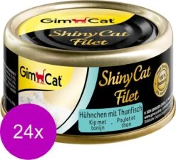 Gimcat Shinycat Filet 70 G – Kattenvoer – 24 X Kip&Tonijn