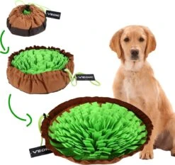 VEDIC® – XL Snuffelmat Groen/Bruin – Hondenspeelgoed- Antischrok – 45 CM – Hondenspeelgoed – Honden En Katten – Intelligentie – Slow Feeder – Voerbak