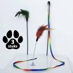 3 Stuks – Kattenspeeltjes – Hengel – Veer – Veren – Belletje – Speelgoed Voor Kat