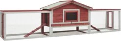 VidaXL Konijnenhok 310x70x87 Cm Massief Grenen- En Vurenhout Rood