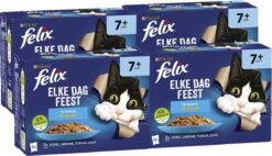 4x Felix – Elke Dag Feest Vis Selectie In Gelei Senior – Kattenvoer – 12x85g