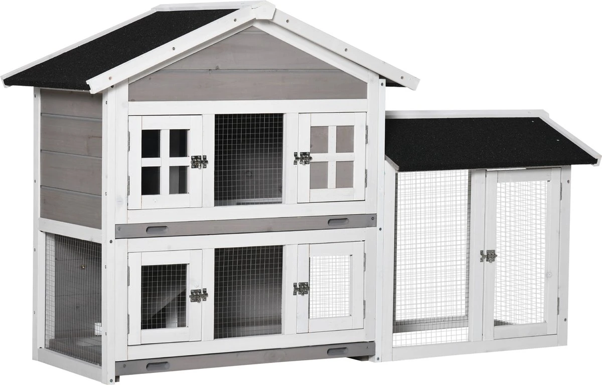 PawHut Kooi Voor Kleine Dieren Met Asfaltdak D51-299 1 PawHut Kooi Voor Kleine Dieren Met Asfaltdak D51-299