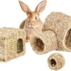 Relaxdays Konijnen Speelgoed – Set Van 3 – Knaagdieren Accessoires – Grashuis – Cavia