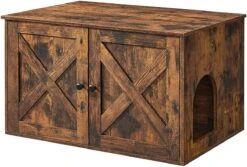 MIRA Home Kattenbak – Bijzettafel – Bruin – Hout – 80x53x49,2