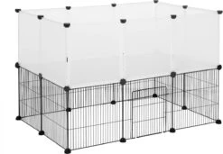 Joy Konijnenhok Voor Buiten – IJzergaas – Waterdicht – 2 Lagen – Katten & Egels – Wit /zwart