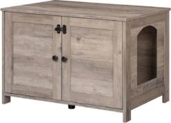 LaMIMI Kattenbak/Nachtkastje- Spaanplaat – Grijs – 80x50x54