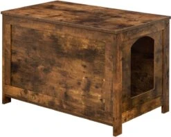 Kattenhuis – Kattenkast Met Tussenschot En Omgekeerd Deksel – Vergrote Deuropening – Kattenbak – Kist Met Grote Opbergruimte, Bank, Bijzettafel, Slaapkamer, Gang – Bruin