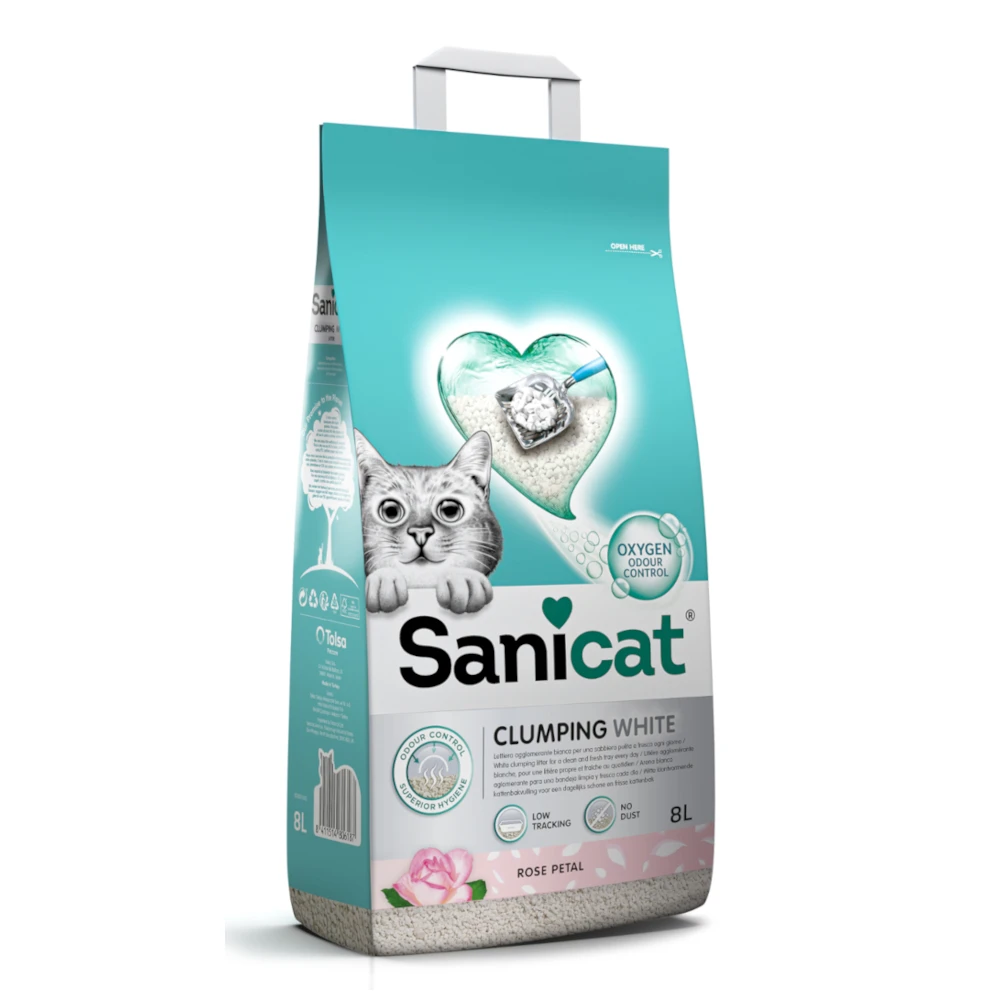 Sanicat Clumping White Rose Kattenbakvulling – Dubbelpak 2 X 8 L