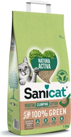 Sanicat Natura Activa 100% Green – Kattenbakvulling Klontvormend – 7.5 Kg