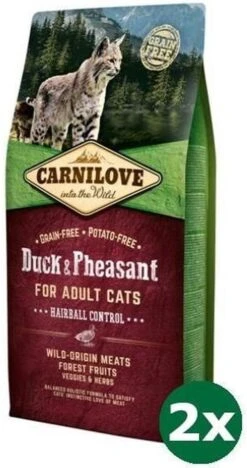 Carnilove Duck / Pheasant Hairball Kattenvoer 2x 2 Kg
