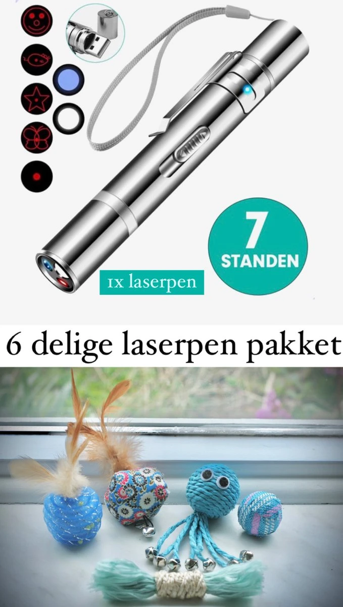 Laserpen Met 7 Verschillende Standen + Speelgoed Set / Laserpen / Laserpointer / Laserpen Kat 1 Laserpen Met 7 Verschillende Standen + Speelgoed Set / Laserpen / Laserpointer / Laserpen Kat