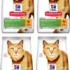 Hills 4x Hill’s – Feline Adult 7+ Senior Vitality Kip & Rijst – Kattenvoer – 1.5kg