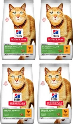 Hills 4x Hill’s – Feline Adult 7+ Senior Vitality Kip & Rijst – Kattenvoer – 1.5kg
