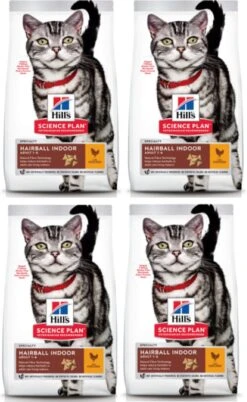 Hills 4x Hill’s – Feline Adult Hairball &i Ndoor Kip – Kattenvoer – 3kg