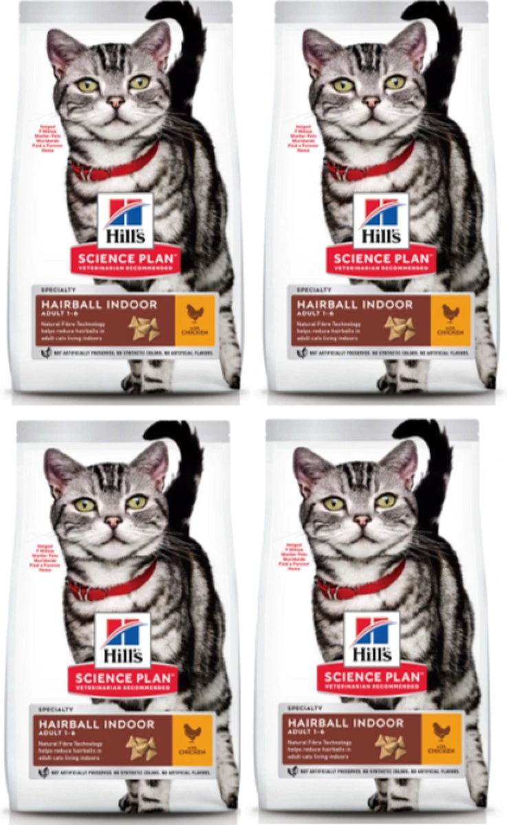 Hills 4x Hill’s – Feline Adult Hairball &i Ndoor Kip – Kattenvoer – 3kg 1 Hills 4x Hill’s – Feline Adult Hairball &i Ndoor Kip – Kattenvoer – 3kg
