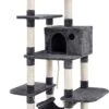 Songmics Krabpaal, Klimboom XXL, Stabiele Krabpaal Met Hangmat, Grot En Sisal, Groot Uitkijkplatform, 154 Cm, Rookgrijs
