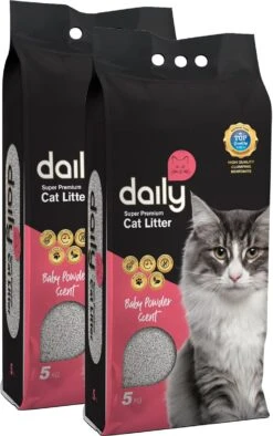 Daily – Premium Kattenbakvulling – Babypoeder Geur – Klontvormend – 2 X 5kg (10kg)
