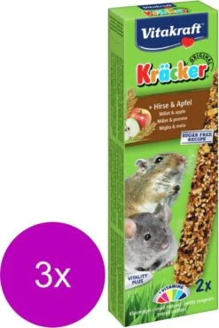 Vitakraft Muis/Gerbil Kracker Corn/Fruit – Knaagdiersnack – 3 X 2 Stuks