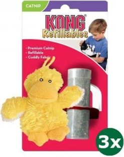 Kong Kat Pluche Eend Geel Catnip 3x 9x5x5,5 Cm
