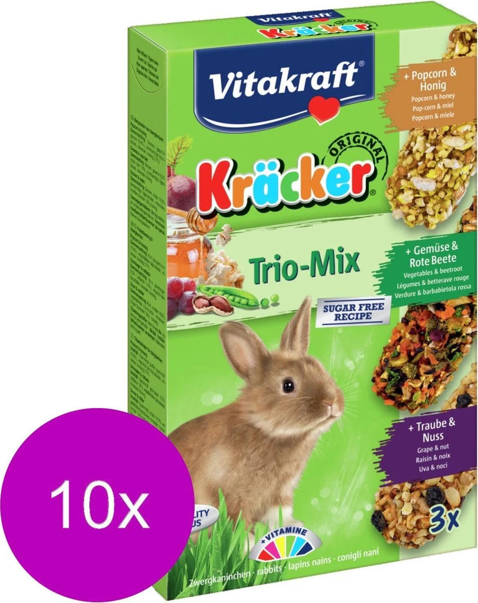 Vitakraft Konijn Kracker 3in1 – Konijnensnack – 10 X Musli&Groente&Popcorn 1 Vitakraft Konijn Kracker 3in1 – Konijnensnack – 10 X Musli&Groente&Popcorn