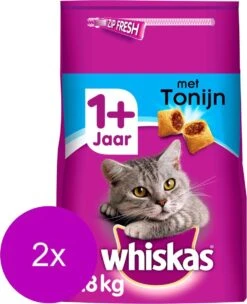 Whiskas Brokjes Adult Tonijn – Kattenvoer – 2 X 3,8 Kg