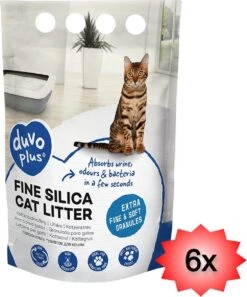 6x 5liter Duvo+ Premium Fijne Silica Kattenbakvulling – 0,5-1,5mm